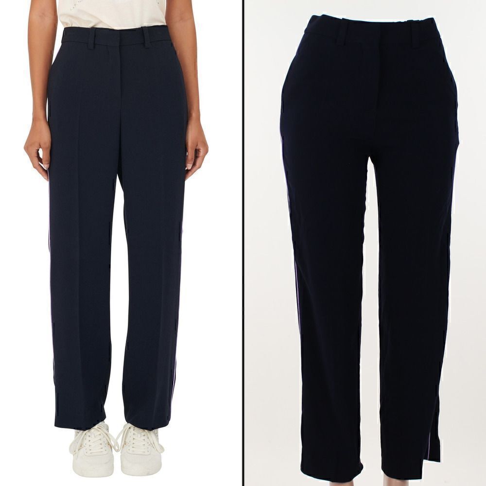 Maje Pebs Wide-Leg Pants in Navy